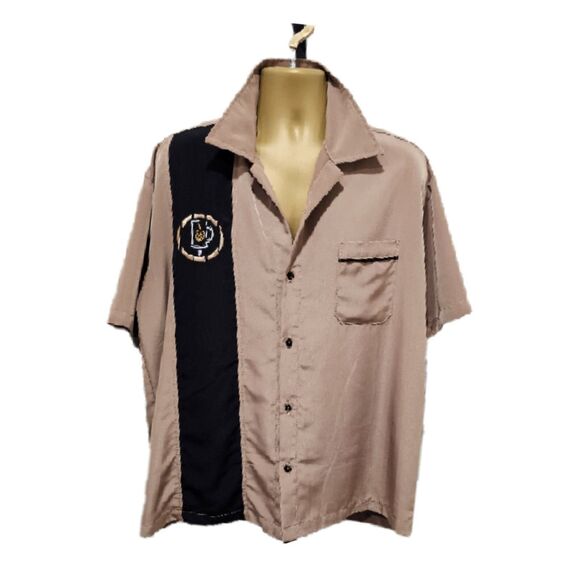 Shirt Mens XL Beer Embroidered Tan Black Button BeRetro Made In USA Dog House - Picture 1 of 6